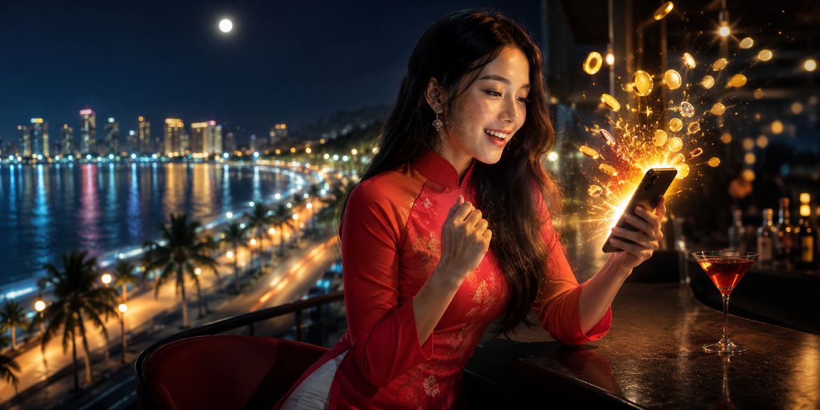 Người chơi trên thiết bị di động tại bãi biển Mũi Né, thư giãn có trách nhiệm